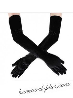 Перчатки велюр черные до локтя 45 см 